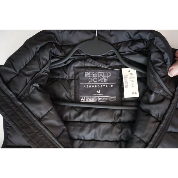 Aéropostale 2119 Men's Sz M Black Remixed Down Lightweight Quilted Puffer Vest - Picture 4 of 5